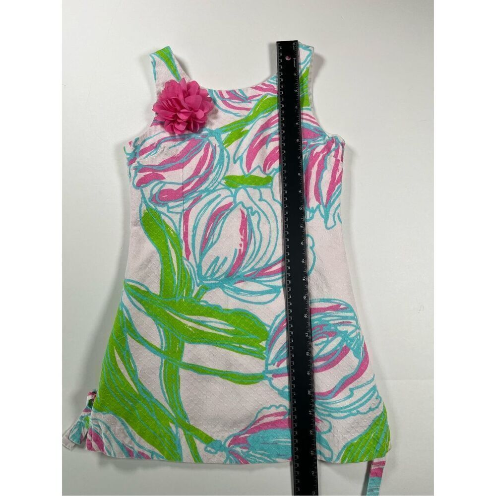 Lilly Pulitzer Girls Floral Pink White Green Sleeveless Party Dress Size 8 EUC - Picture 7 of 9